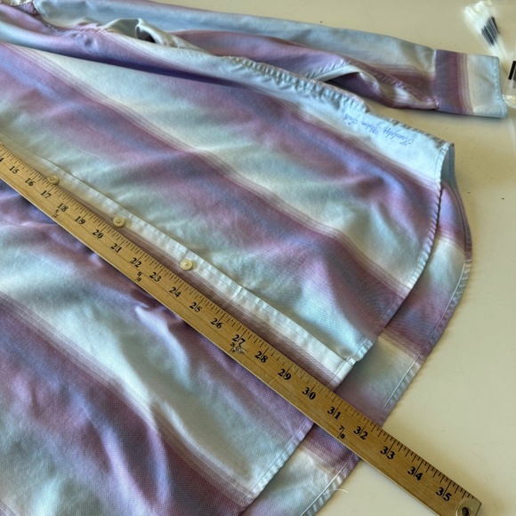 Robert Graham Lavender Ombre Striped Flip Cuff Button Up Dress Shirt Mens Large - Picture 7 of 8